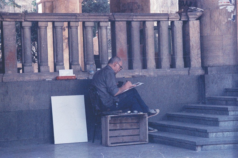 a man in the street, painting